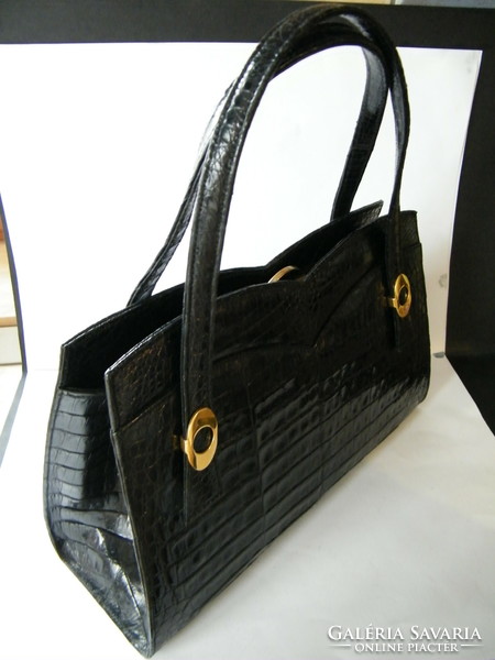 Very nice crocodile skin handbag with mirror