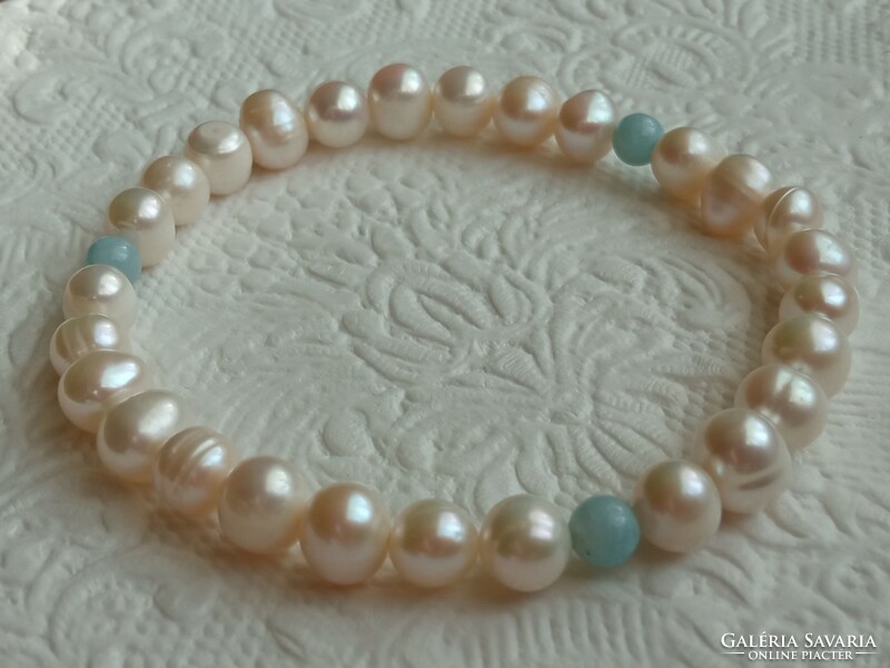 Pearl - aquamarine bracelet