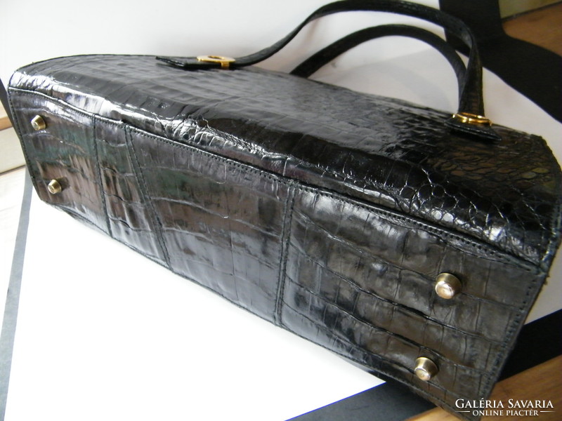 Very nice crocodile skin handbag with mirror