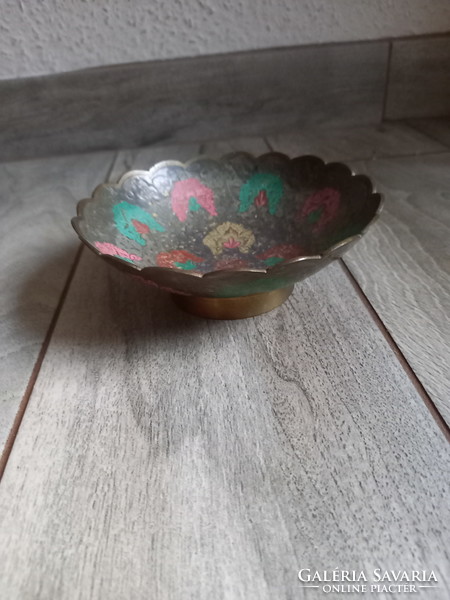 Nice old enameled copper serving bowl (14.5x5 cm)