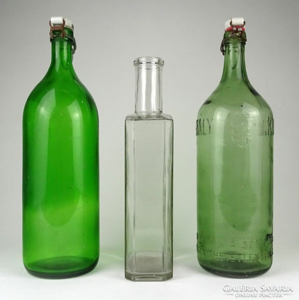 1N892 old 3-piece large glass bottle