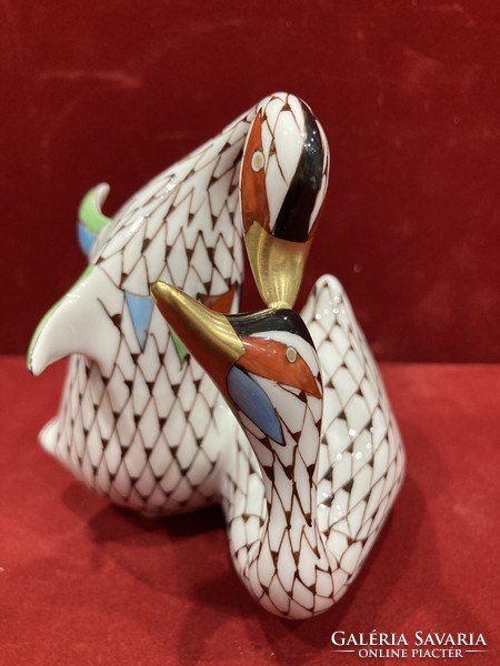 A pair of porcelain garden ducks from Höllóháza