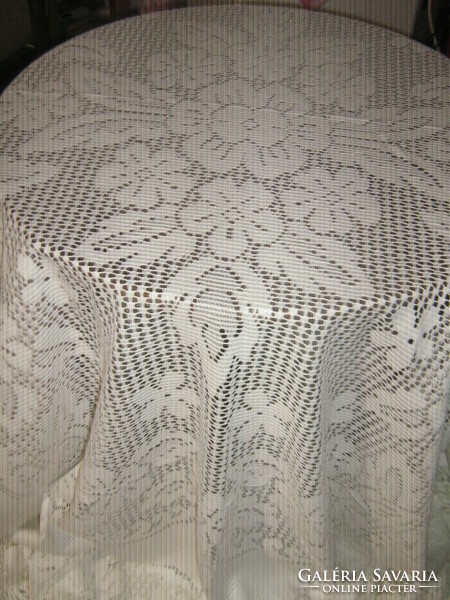 Beautiful vintage floral fringed lace bedspread