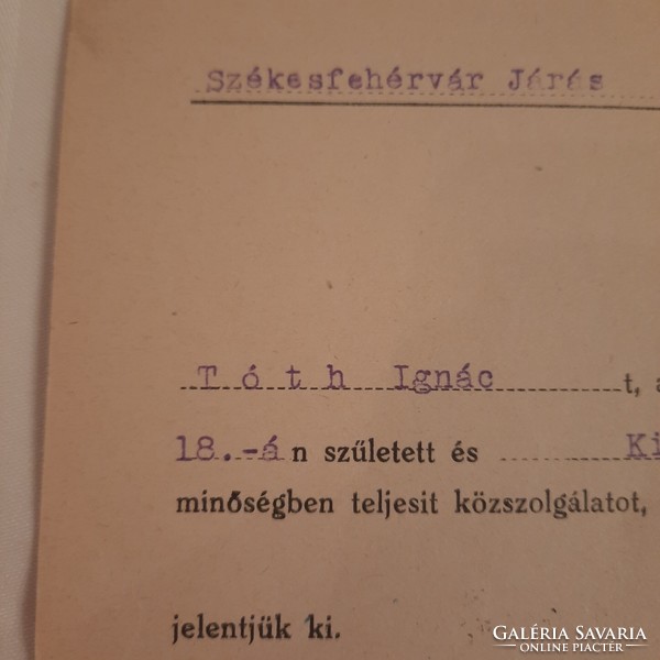 Decision issued by the verification committee of Székesfehérvár on Aug. 13, 1945 (incorrect)