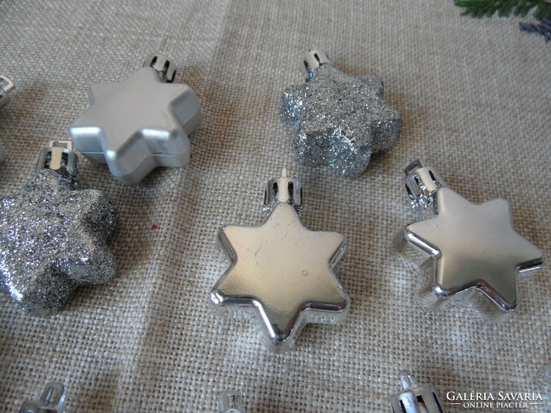 Silver-colored star plastic Christmas tree decoration (12 pcs.)
