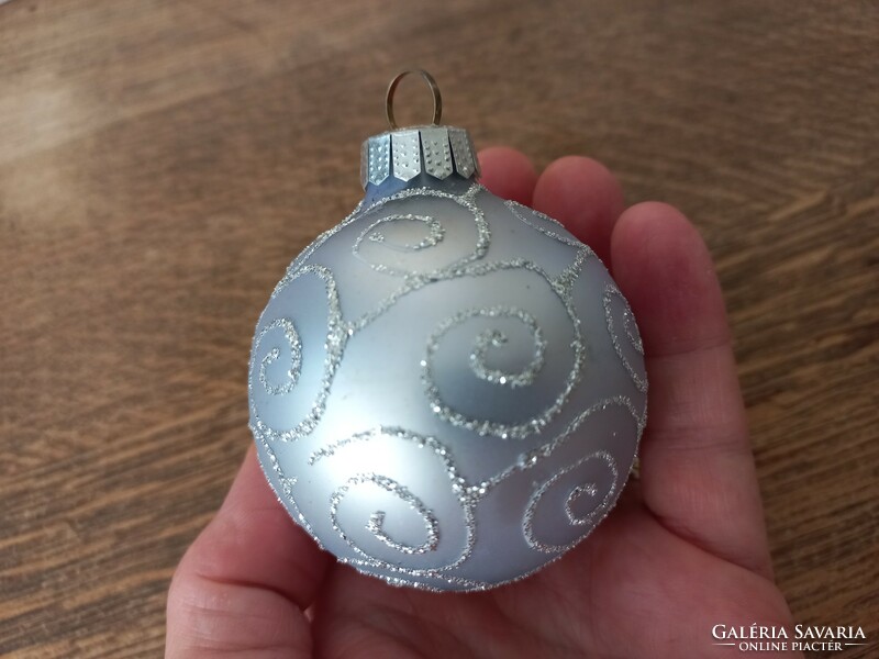 Ice blue silver glitter glass ball Christmas tree decoration