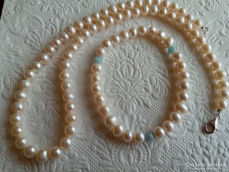 Pearl - aquamarine bracelet