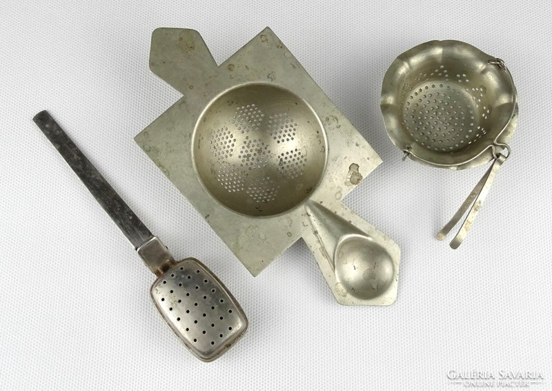 1N877 old alpaca tea strainer 3 pieces