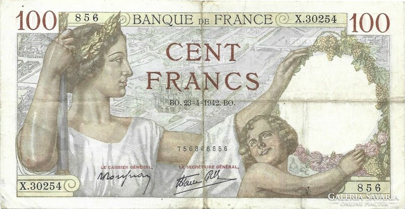 100 frank francs 1942 Franciaország