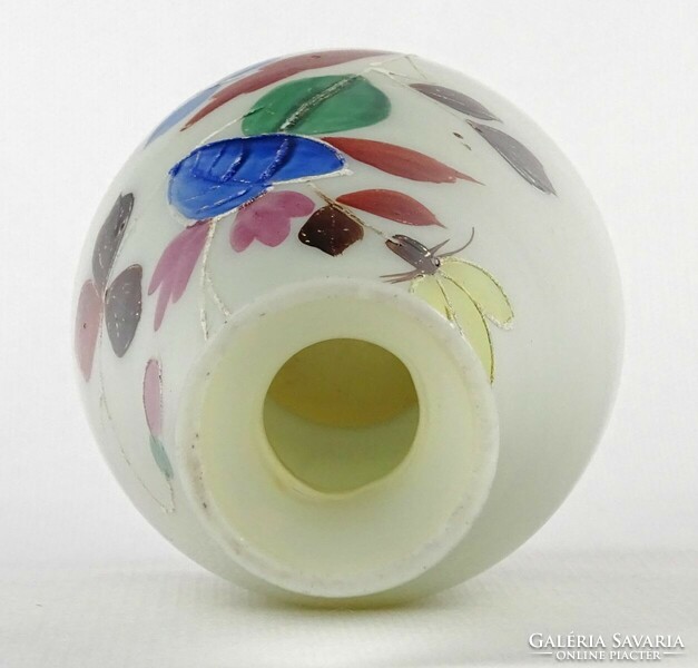 1O213 Régi festett art deco fújt üveg váza 17 cm