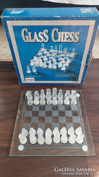 Glass chess set with glass board