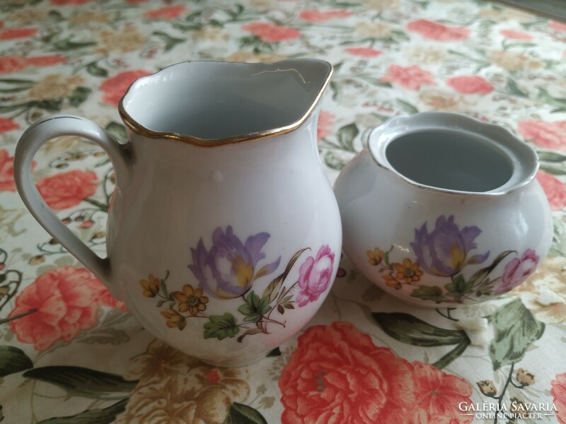 Porcelain floral cream pourer, sugar bowl for sale!