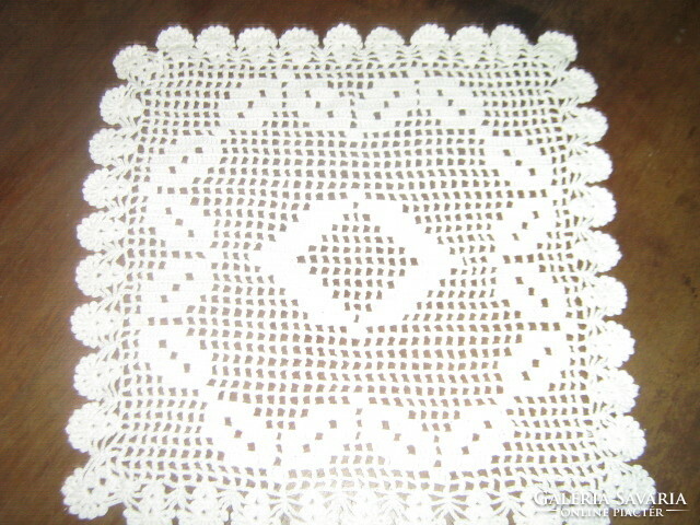 Beautiful hand crocheted antique white lace tablecloth