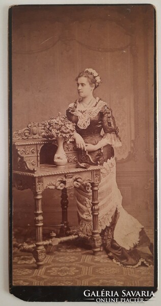 Antique large cabinet photo, elegant lady, Prague, around 1880