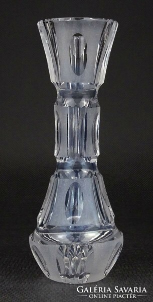 1O211 old etched Scandinavian glass vase fiber vase 15 cm