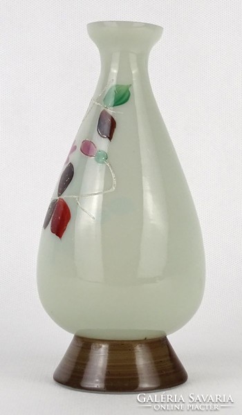 1O213 Régi festett art deco fújt üveg váza 17 cm