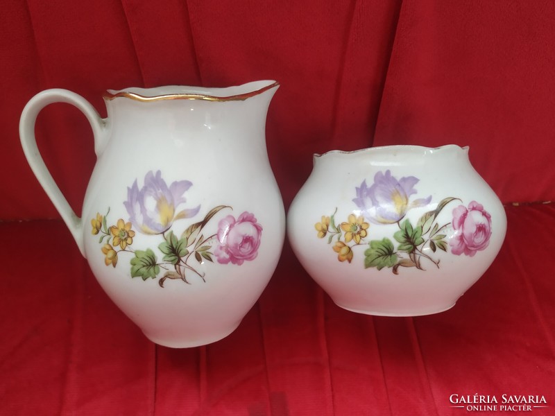 Porcelain floral cream pourer, sugar bowl for sale!