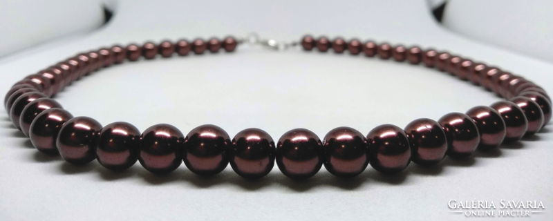 Coffee brown glass tekla pearl necklace 249