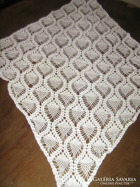 Beautiful hand crocheted antique filigree white lace tablecloth