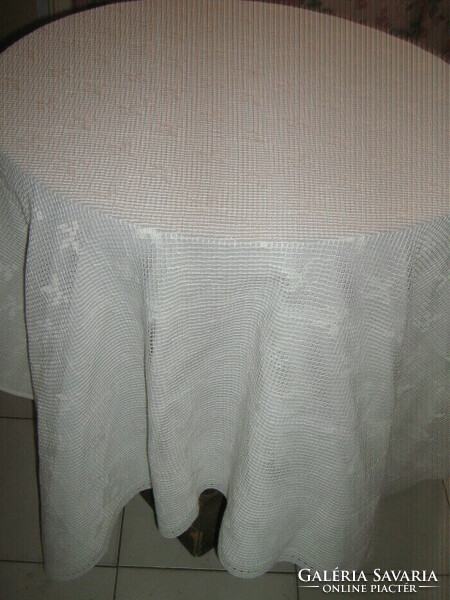 Beautiful special lace curtain or bedspread sewn on white silk