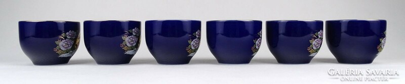 1N890 Aranyfácános kék színű porcelán csésze vagy tálka készlet 6 darab