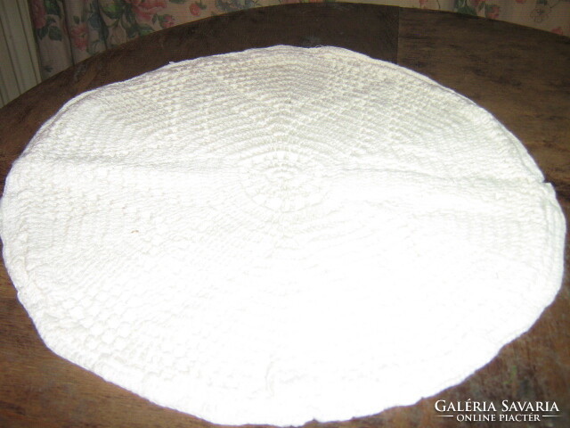 Beautiful antique hand-crocheted round decorative pillow