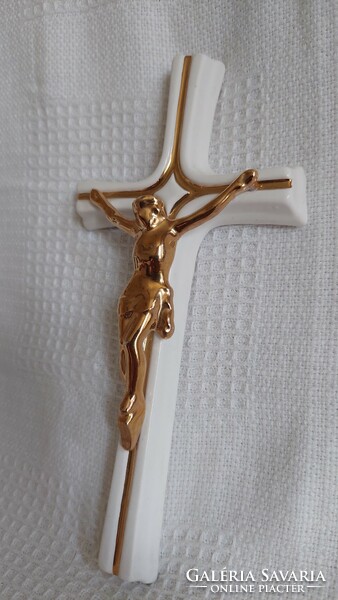Marked, gilded porcelain cross, crucifix