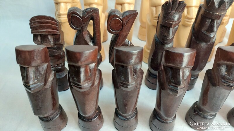 Easter Island 1973 Carved Wooden Chess Set