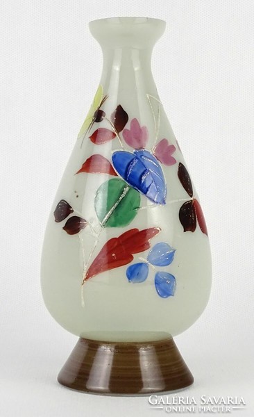 1O213 old painted art deco blown glass vase 17 cm