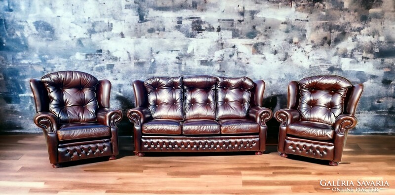 A732 original English chesterfield leather sofa set /springvale/