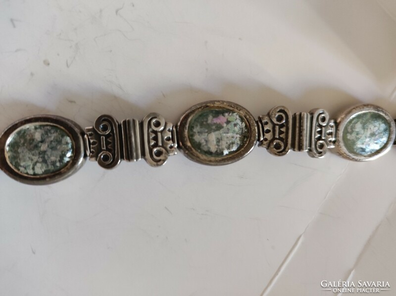 Israeli silver bracelet with Roman glass