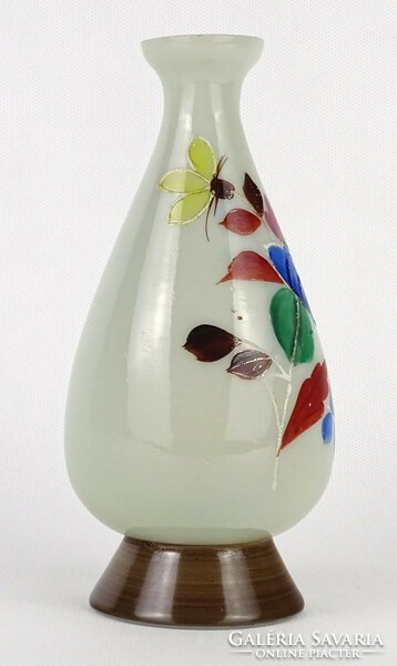 1O213 old painted art deco blown glass vase 17 cm