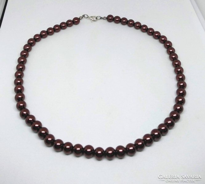 Coffee brown glass tekla pearl necklace 249