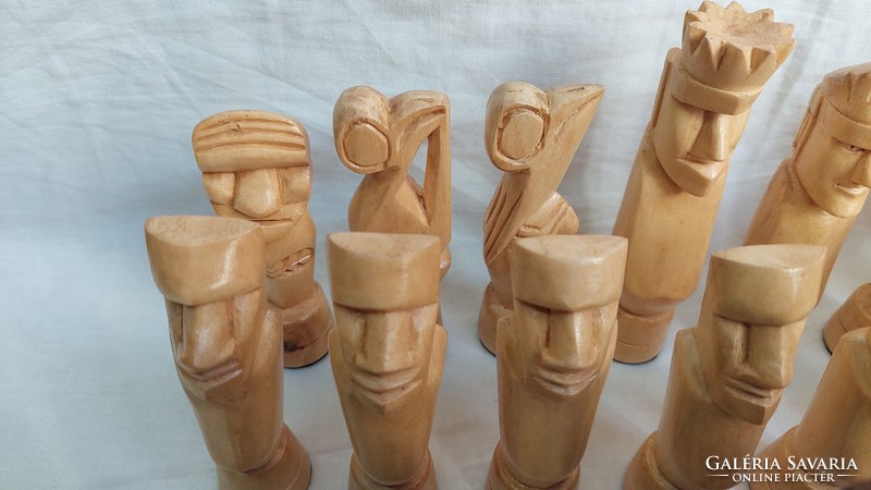 Easter Island 1973 Carved Wooden Chess Set