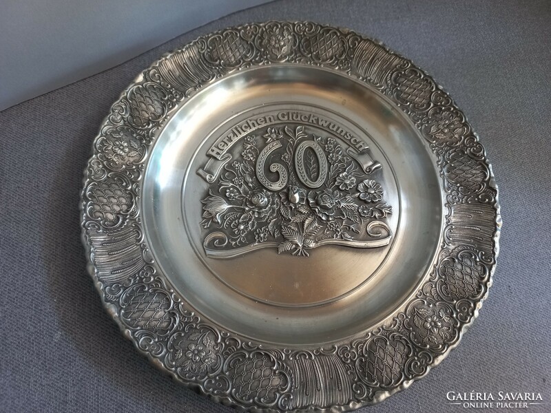 For the 60th anniversary, beautifully crafted zinn (95%) decorative plate, wall plate