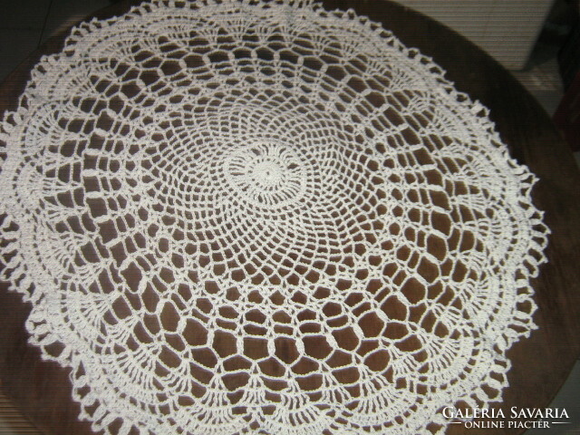 Beautiful hand crocheted antique round lace tablecloth