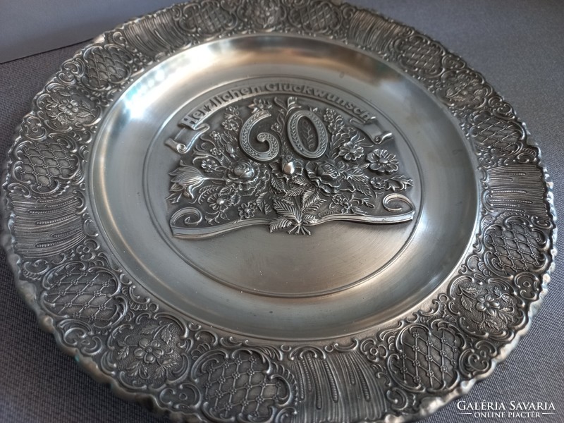 For the 60th anniversary, beautifully crafted zinn (95%) decorative plate, wall plate