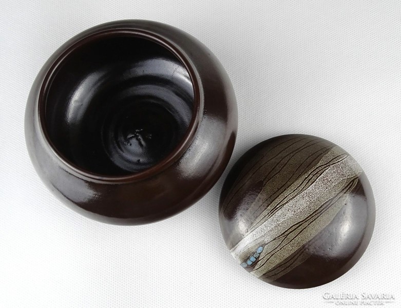 1O567 marked idea industrial brown ceramic bonbonier