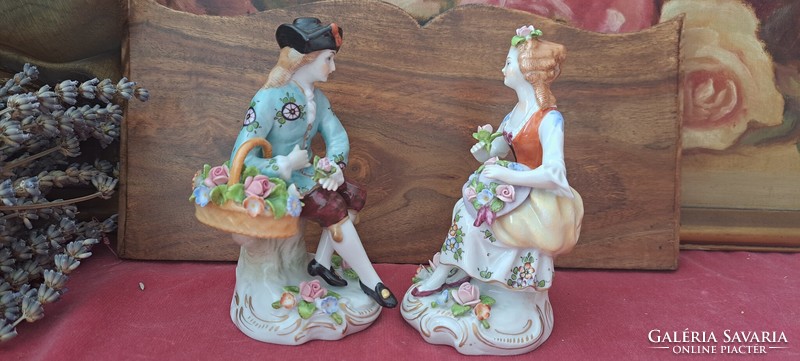 Pair of antique sitzendorf porcelain figurines