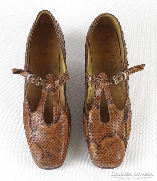 1N907 antique snakeskin women's shoes ~ size 39