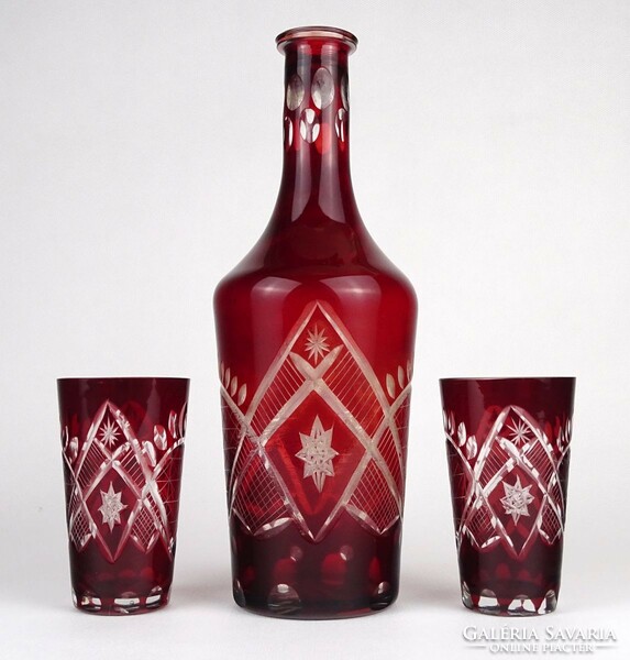 1N904 old burgundy polished glass offering set