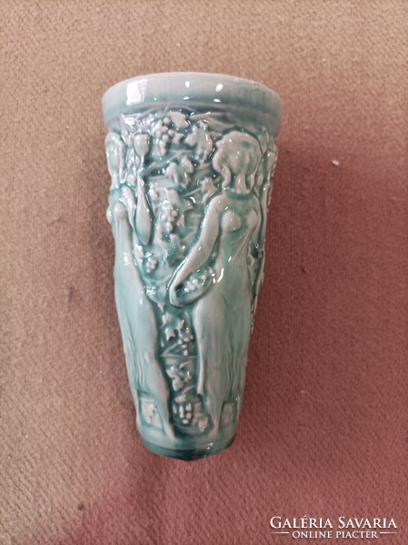 Zsolnay alpmázas szüretelő pohár , váza