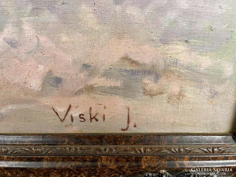 János Viski oil canvas painting 100*80cm