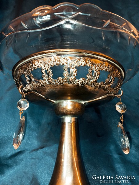 Art Nouveau glass inset offering an antique table centerpiece