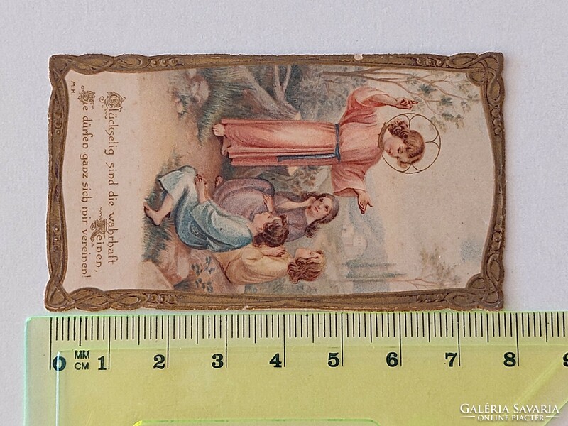 Old religious prayer card 1908 mini art nouveau icon