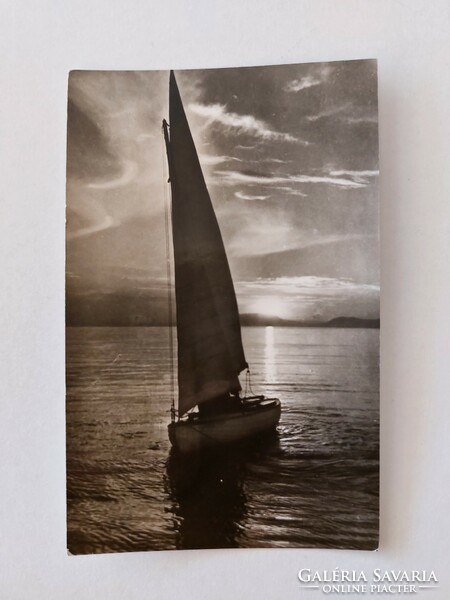 Old postcard 1958 Balaton photo postcard sailing