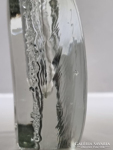 Dekoratív vintage üveg blokkváza ,solifleur Walther   Glas -'70-es évek