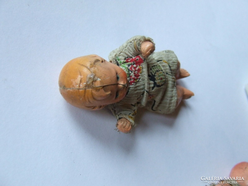 Old, antique mini, miniature ceramic and painted porcelain doll in one - one is damaged