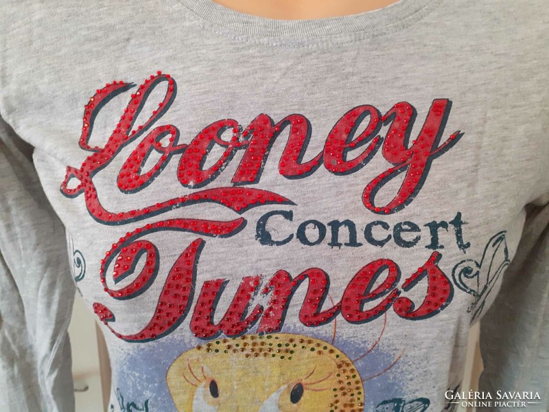 L es looney tunes tm & warner beak concert rhinestone original long sleeve cotton top