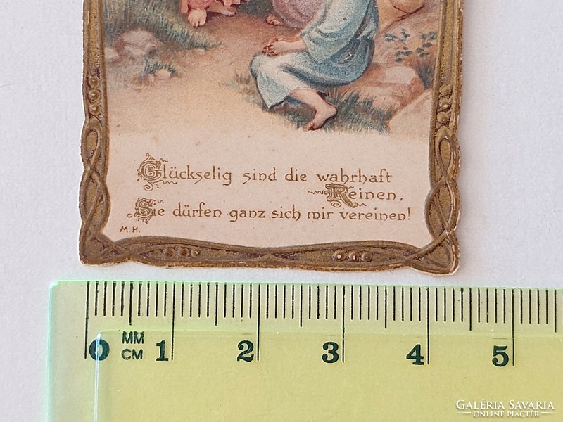 Old religious prayer card 1908 mini art nouveau icon